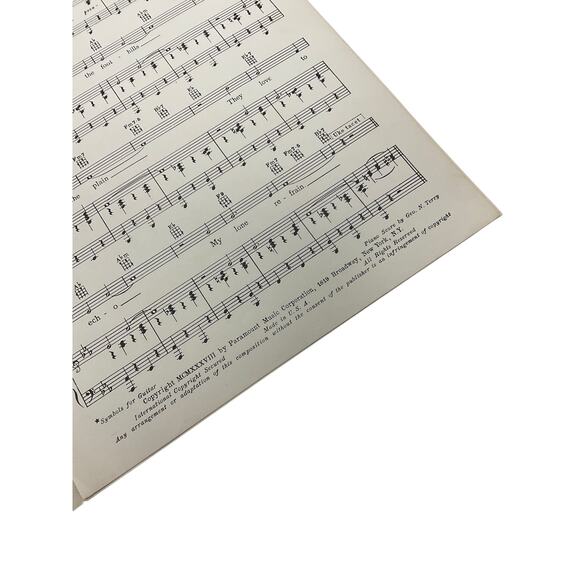 The Funny Old Hills Sheet Music 1938 Paris Honeymoon Robin Rainger Bing Crosby - Picture 4 of 5